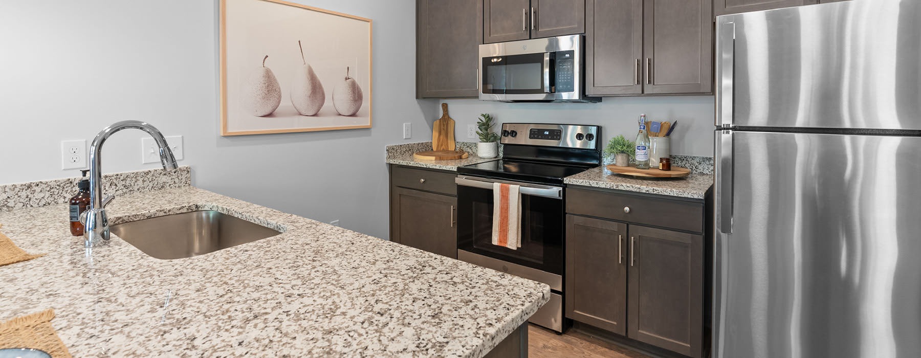 open kitchen with serving counter