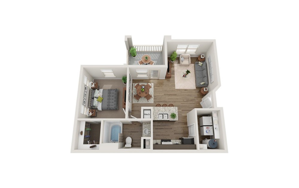 Bladen - 1 bedroom floorplan layout with 1 bath and 710 square feet.