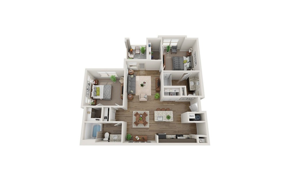 Edgecombe - 2 bedroom floorplan layout with 2 baths and 1119 square feet.