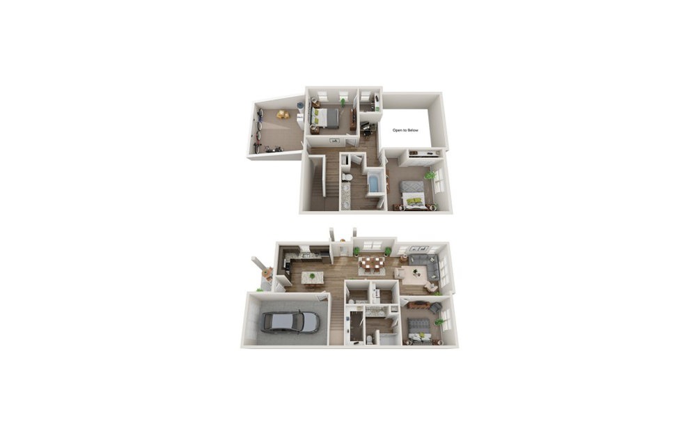 Haywood - 3 bedroom floorplan layout with 2.5 baths and 1618 square feet.