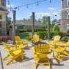 Large outdoor seating area with a fire pit