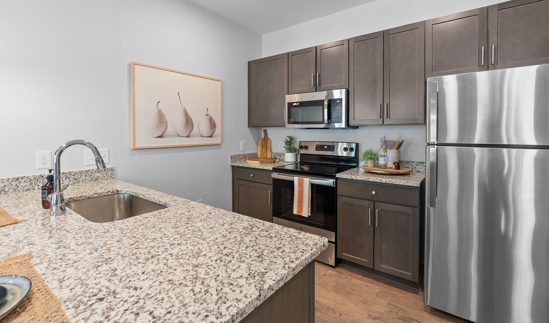 open kitchen with serving counter